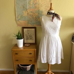 F21 White Eyelet Flare Summer Dress